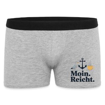 Moin. Reicht. Anker Möwe Kaffee Nordsee Ostsee - Männer Boxer Shorts - Grau meliert - Vorne
