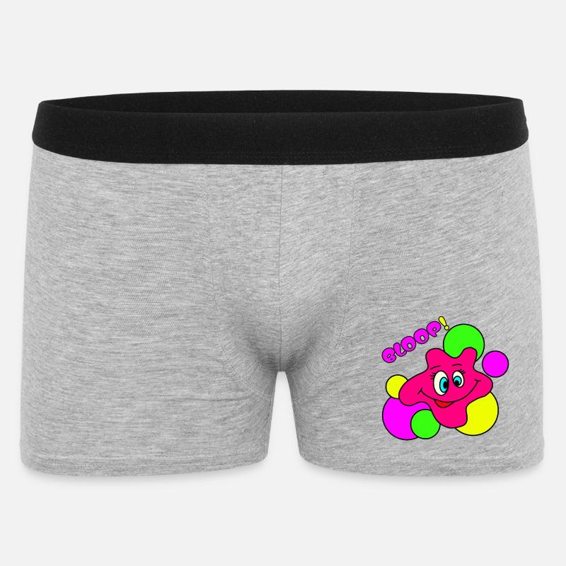 BLOOP! Lustiger Neon Pop-Art Klecks-Charakter - Männer Boxer Shorts - Grau meliert