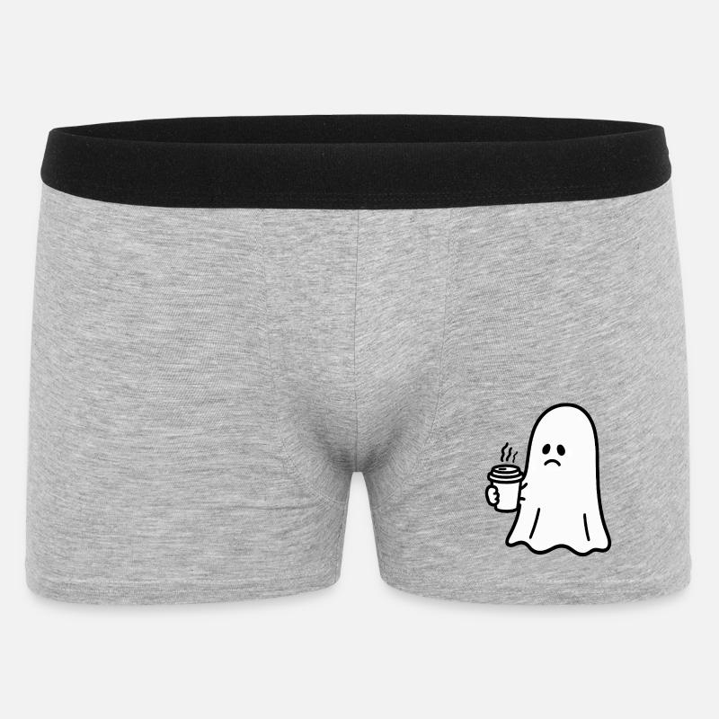 Geist Kaffee Halloween Süßes oder Saures - Männer Boxer Shorts - Grau meliert