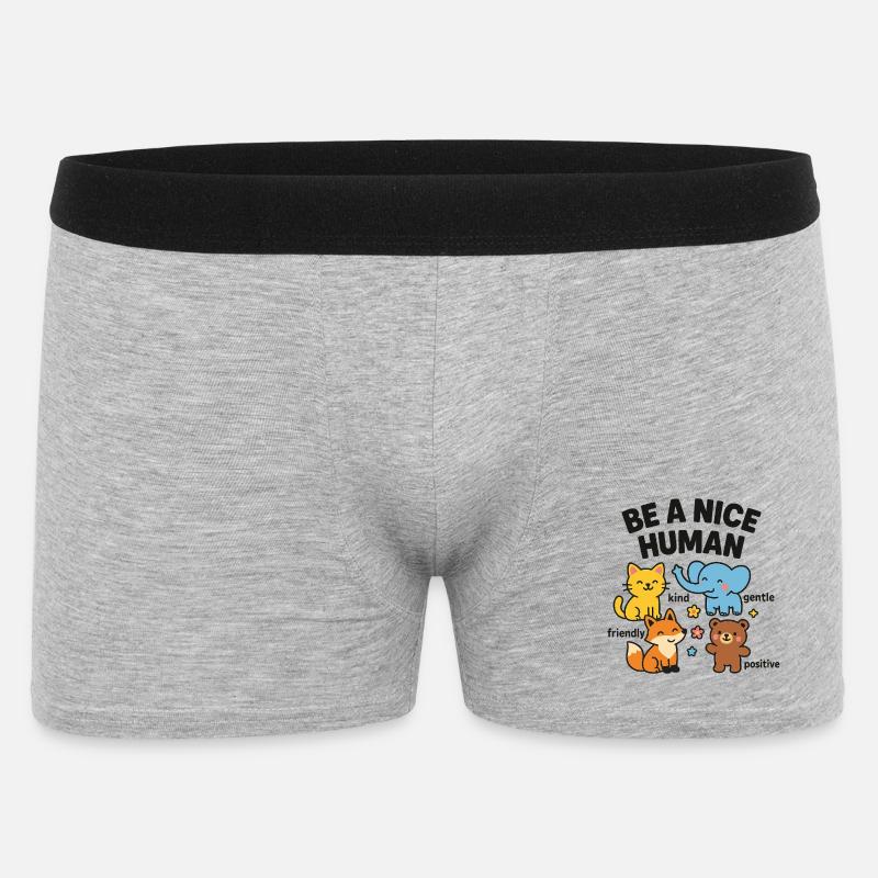 Sei ein netter Mensch – freundliche Tiere - Männer Boxer Shorts - Grau meliert