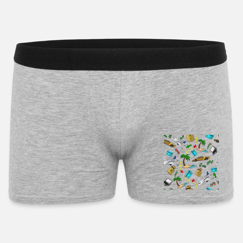 Reisegeld Muster - Männer Boxer Shorts - Grau meliert
