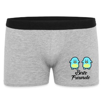 Pinguine Beste Freunde - Männer Boxer Shorts - Grau meliert - Vorne