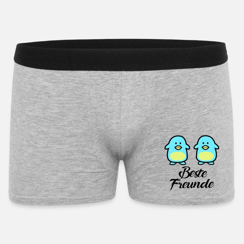 Pinguine Beste Freunde - Männer Boxer Shorts - Grau meliert