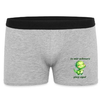 Schnurz piep egal Lustiger Spruch süßer Dino - Männer Boxer Shorts - Grau meliert - Vorne