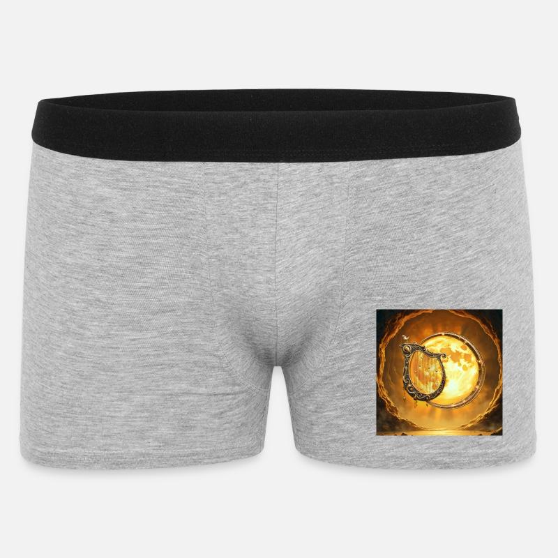 Gylden Måne og Ornamental Harpe - Boxer Shorts til mænd - grå meleret