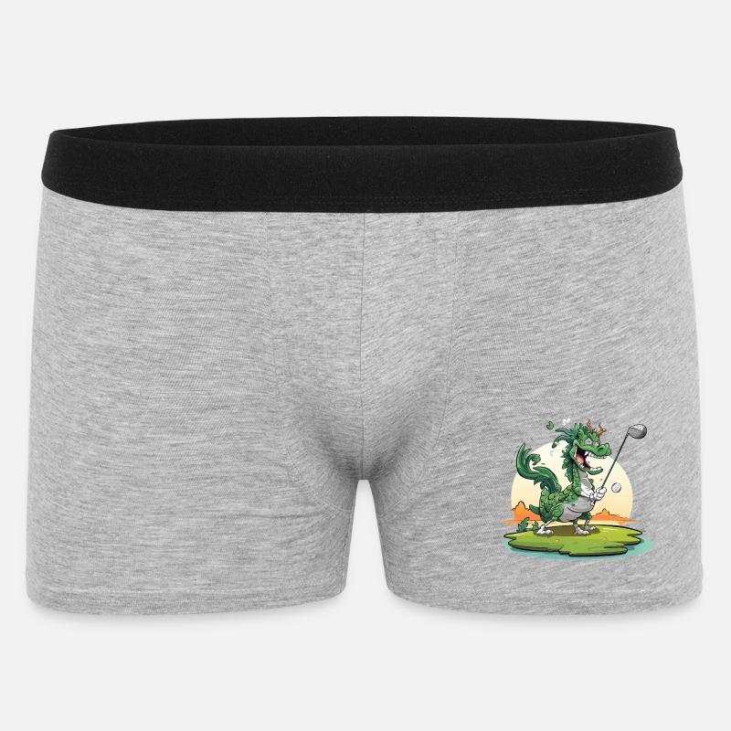 Golfender Drache am Tee - Männer Boxer Shorts - Grau meliert