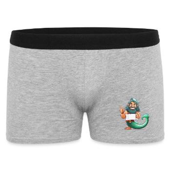 Meerheld mit Bart und Flosse - Männer Boxer Shorts - Grau meliert - Vorne