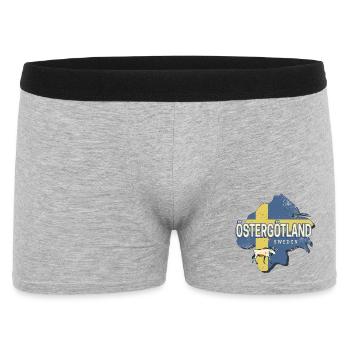 Östergötland Schweden Retro Provinz Souvenir - Männer Boxer Shorts - Grau meliert - Vorne