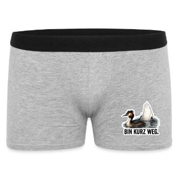 Bin kurz weg – Vogel Motiv - Männer Boxer Shorts - Grau meliert - Vorne