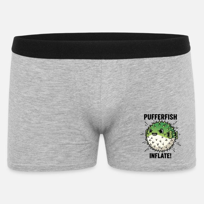 Globe Fish Danger Inflate Black Pufferfish - Men's Boxer Shorts - heather grey