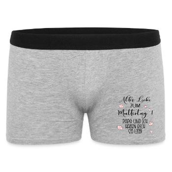 Muttertag Papa Mama - Männer Boxer Shorts - Grau meliert - Vorne