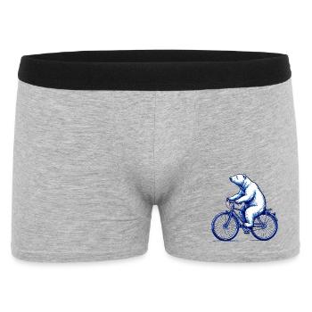 Eisbär auf Fahrrad – starke Tierillustration - Männer Boxer Shorts - Grau meliert - Vorne
