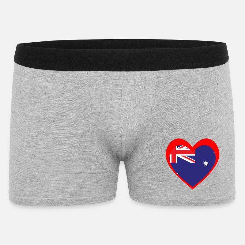 Red Aussie Heart – Wahrer südlicher Geist - Männer Boxer Shorts - Grau meliert