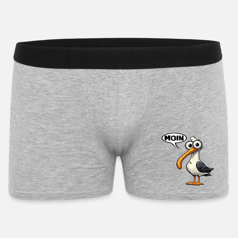 Moin Möwe Comic Miesmuschelartwuermchen  - Männer Boxer Shorts - Grau meliert
