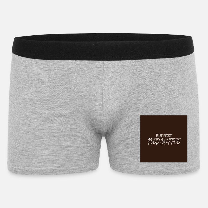 "BUT FIRST ICED COFFEE" Graphic Tee Design - Boxer Homme - gris chiné