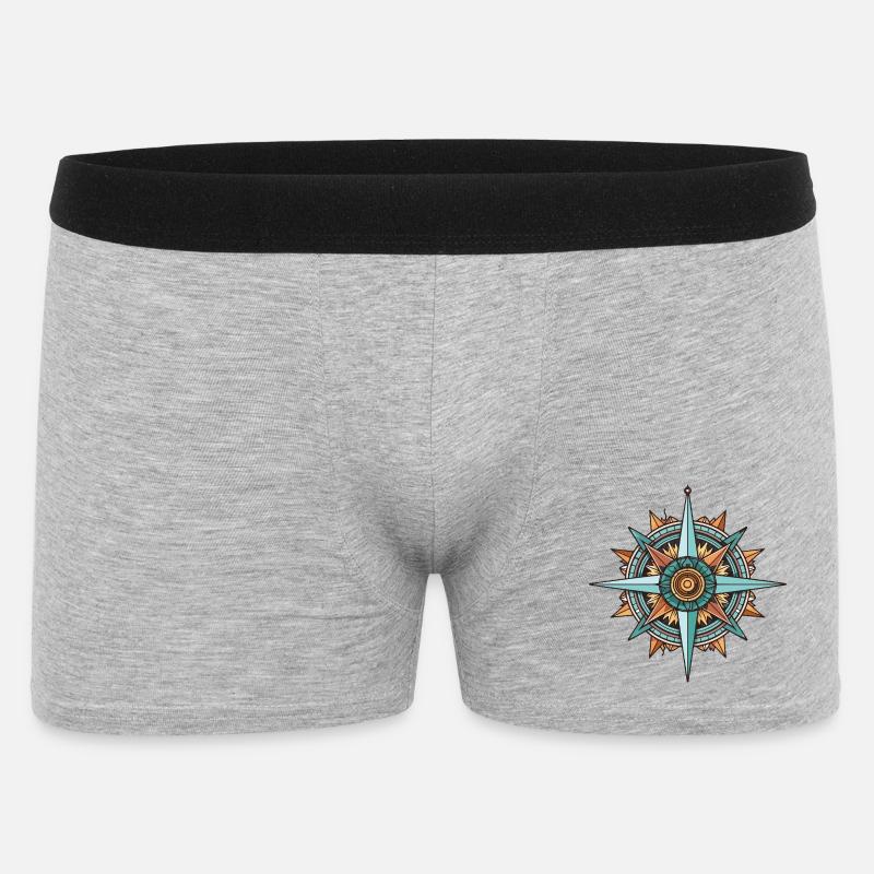 Kompass Reise - Männer Boxer Shorts - Grau meliert