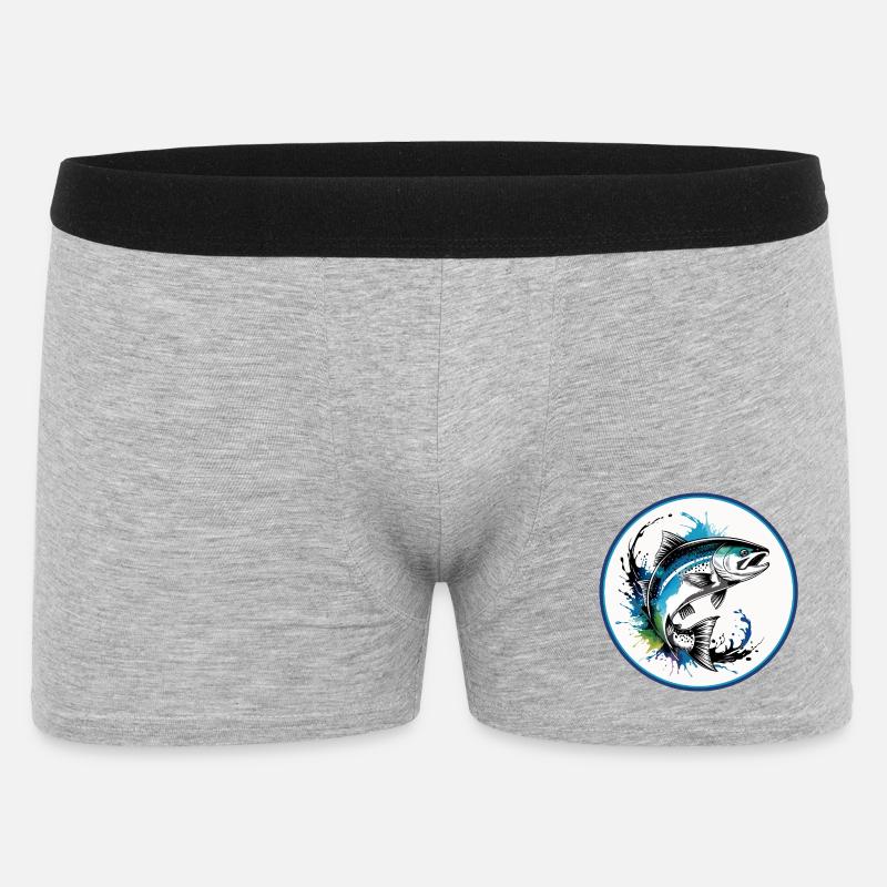 Springender Lachs - Männer Boxer Shorts - Grau meliert