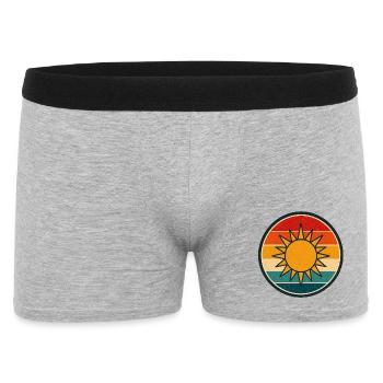 Sun Retro Badge Vintage-Stil Grafik - Männer Boxer Shorts - Grau meliert - Vorne