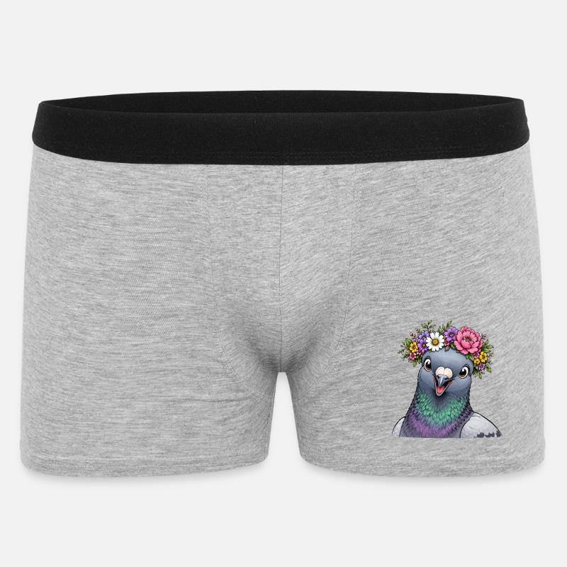 Colombe décorée de fleurs - Boxer Homme - gris chiné