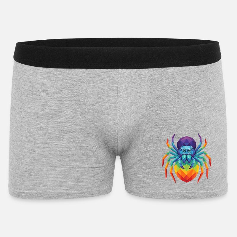 Lebendige geometrische springende Spinnen-Pop-Kunst - Männer Boxer Shorts - Grau meliert