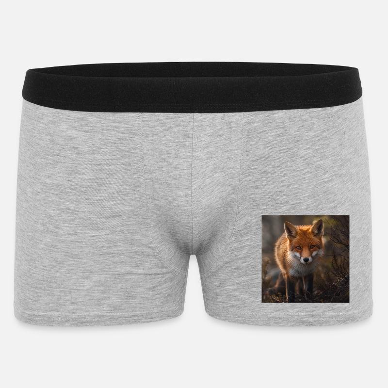 Fuchs in einer Waldlichtung - Männer Boxer Shorts - Grau meliert