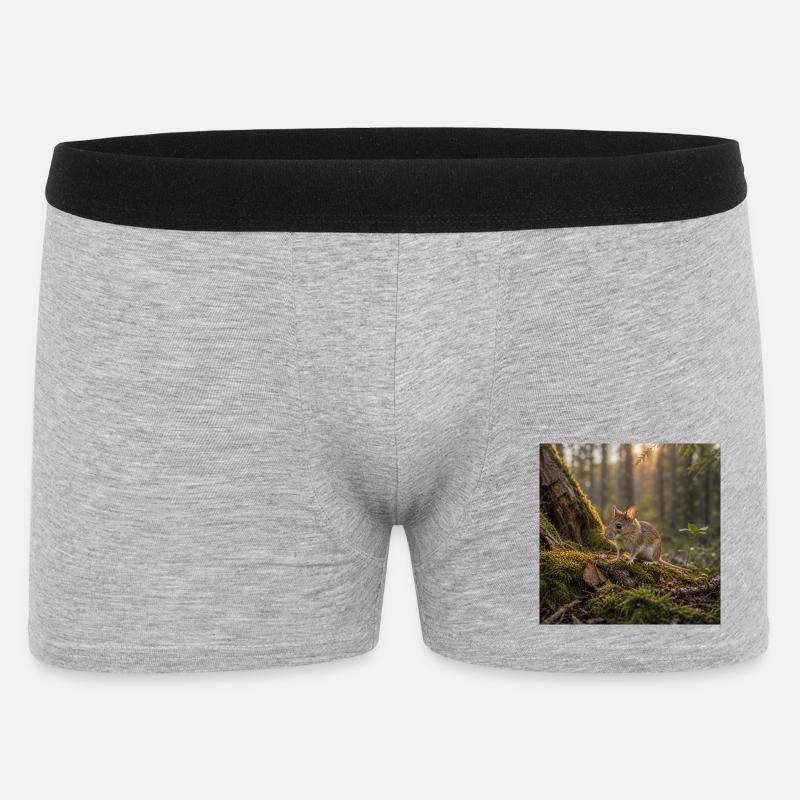 Waldmaus / Maus in der Abendsonne - Männer Boxer Shorts - Grau meliert