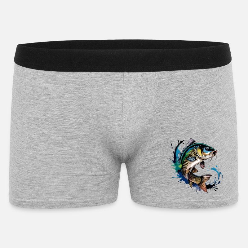 Springender Karpf - Männer Boxer Shorts - Grau meliert