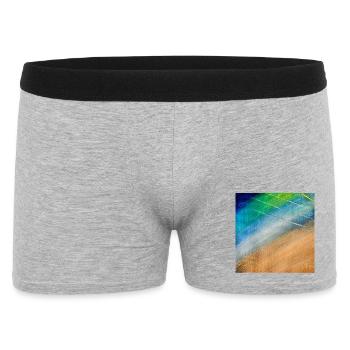 Farbfluss und Goldlinien - Männer Boxer Shorts - Grau meliert - Vorne