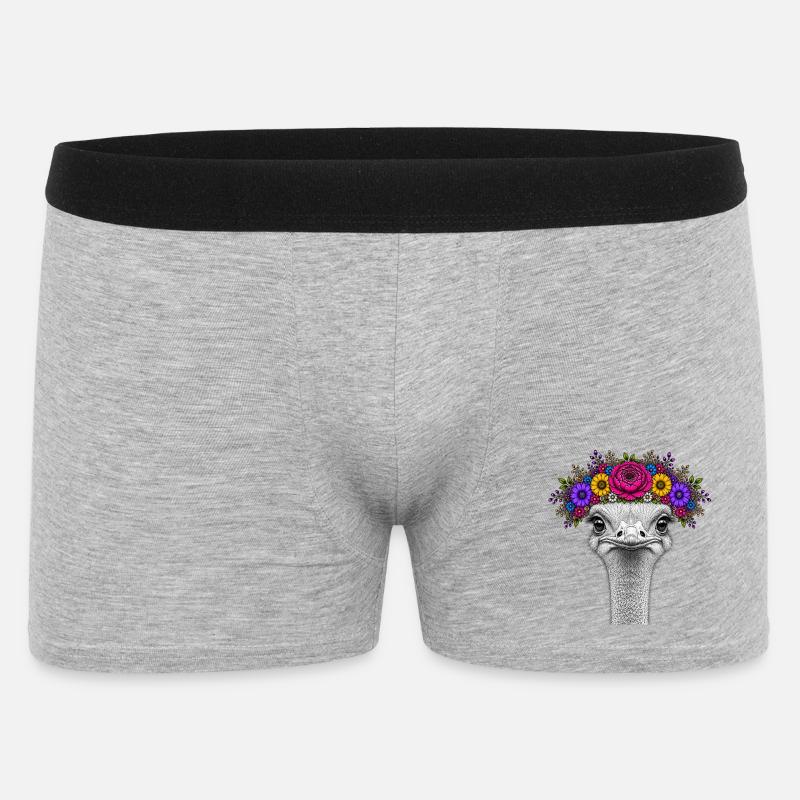 Bouquet avec une couronne de fleurs colorée - Boxer Homme - gris chiné