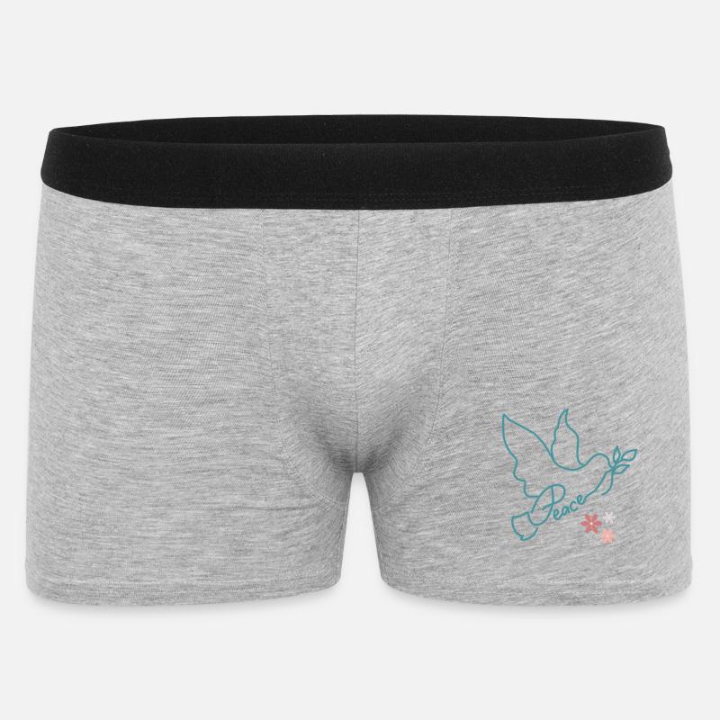 Friedenstaube mit Blüten - Männer Boxer Shorts - Grau meliert