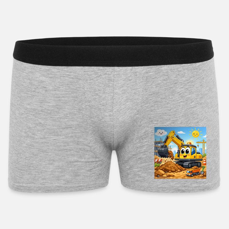 Fröhlicher Baubagger - Männer Boxer Shorts - Grau meliert