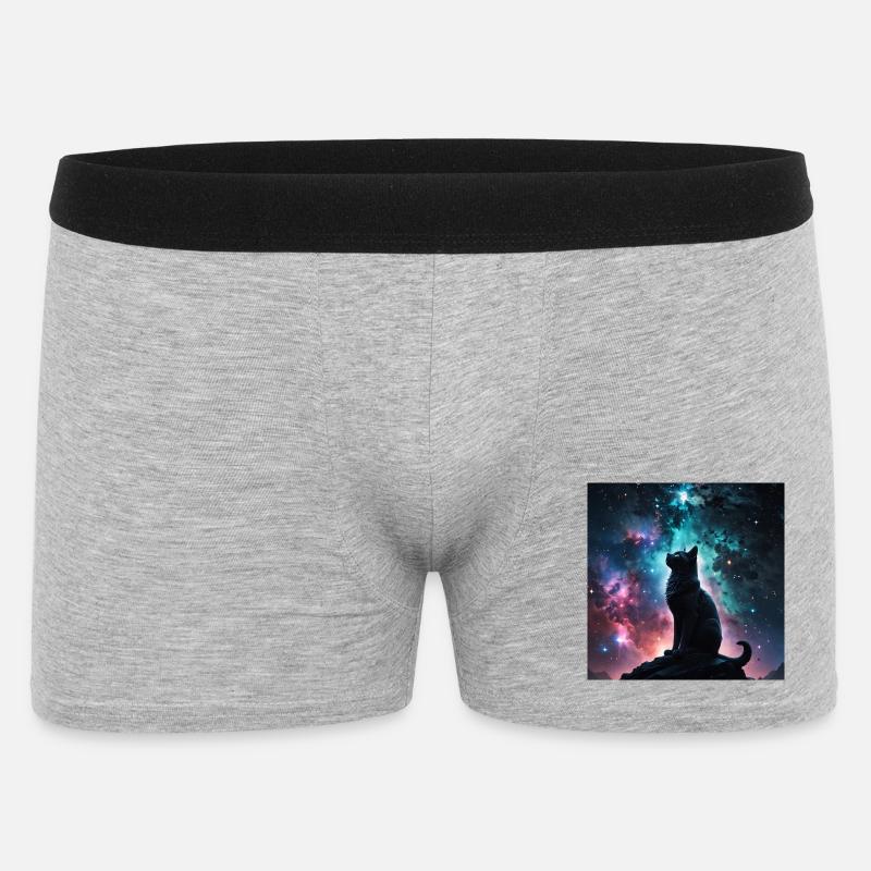 kosmische Katze - Männer Boxer Shorts - Grau meliert