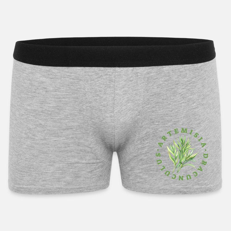 Artemisia Dracunculus Blattemblem - Männer Boxer Shorts - Grau meliert