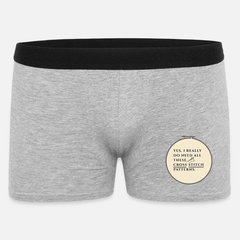 Cross Stitch Pattern Obsession - Men's Boxer Shorts - heather grey