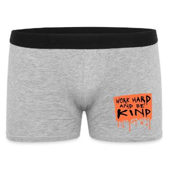 Work Hard And Be Kind Inspirierend Fleiß Güte Logo - Männer Boxer Shorts - Grau meliert - Vorne
