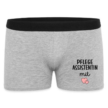 Pflegeassistentin Pflegefachassistenz - Männer Boxer Shorts - Grau meliert - Vorne