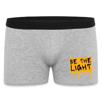 Be The Light Motivierend Positivität Spruch Logo - Männer Boxer Shorts - Grau meliert - Vorne