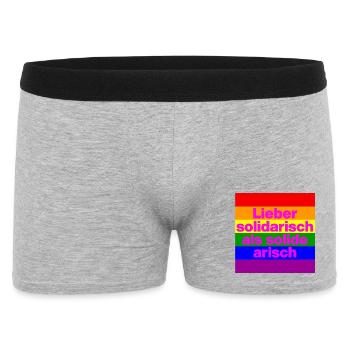 LIEBER SOLIDARISCH ALS SOLIDE ARISH, NO NZS - Männer Boxer Shorts - Grau meliert - Vorne