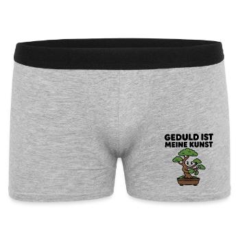 Bonsai-Baum – Geduld ist meine Kunst – Zen Design - Männer Boxer Shorts - Grau meliert - Vorne