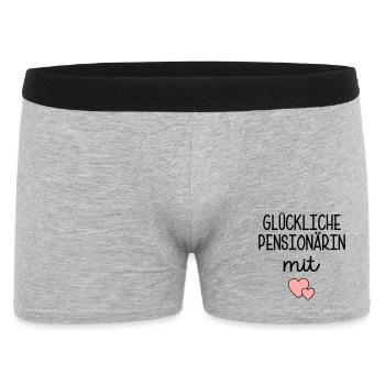 Herz - Glückliche Pensionärin - Männer Boxer Shorts - Grau meliert - Vorne