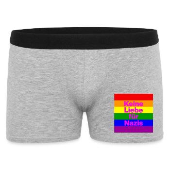 KEINE LIEBE FÜR NAZIS, NIE WIEDER, NO NZS, FRIEDEN - Männer Boxer Shorts - Grau meliert - Vorne