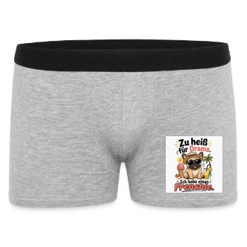 Zu heiß fürs Drama – Frenchie - Männer Boxer Shorts - Grau meliert - Vorne
