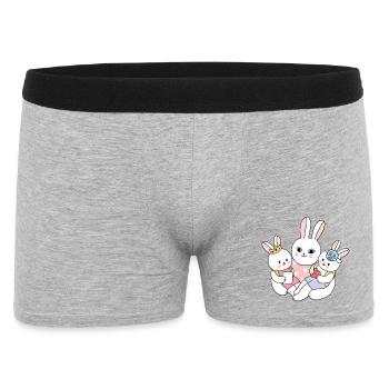 Süße Hasenfamilie mit Kindern Cartoon - Männer Boxer Shorts - Grau meliert - Vorne