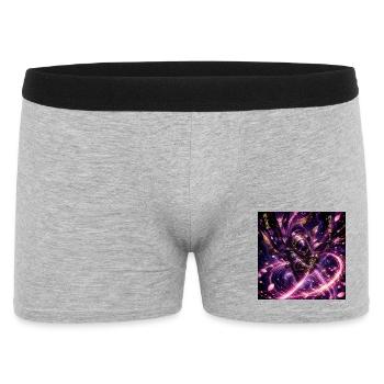 Kosmischer Samurai im Sternenwirbel - Männer Boxer Shorts - Grau meliert - Vorne