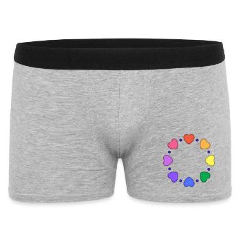 Bunter Herzkreis aus Herzen - Männer Boxer Shorts - Grau meliert - Vorne
