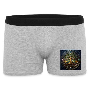 Mystic Tree mit Juwelen und Knoten - Männer Boxer Shorts - Grau meliert - Vorne