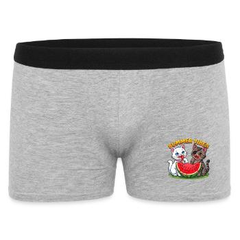 Sommer Katzen mit Wassermelone - Männer Boxer Shorts - Grau meliert - Vorne