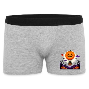 Kürbisballon-Katzen-Halloween-Szene - Männer Boxer Shorts - Grau meliert - Vorne