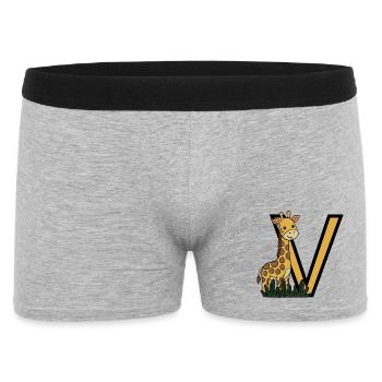 Giraffe im Dschungel mit Großem V - Männer Boxer Shorts - Grau meliert - Vorne