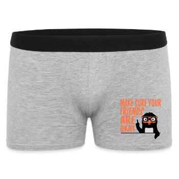 Make Sure Your Friends Are Okay Pinguin Nerd Geek - Männer Boxer Shorts - Grau meliert - Vorne